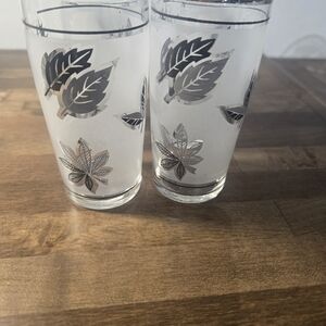 4 Libbey  4 Oz. Juice Silver Leaf Glasses